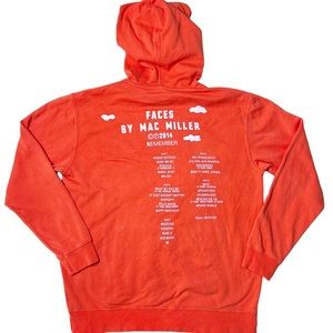 NWOT Mac Miller Faces 2014 Remember Album Graphic Pullover Hoodie Coral Unisex M